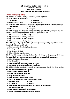 Đề kiểm tra cuối học kì 1 Tin học Lớp 7 - Đề 2 - Năm học 2022-2023 (Có hướng dẫn chấm)